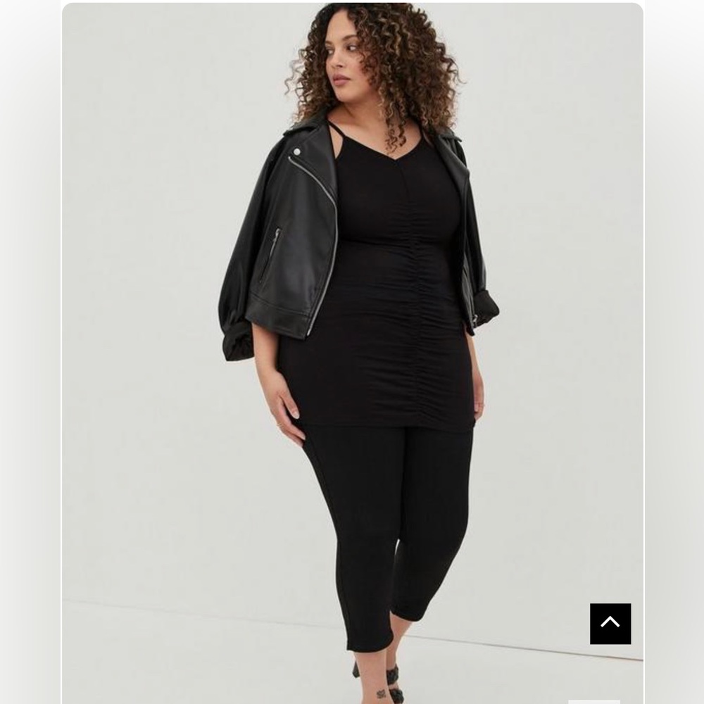Knit Rib Cinched Front High Neck Top